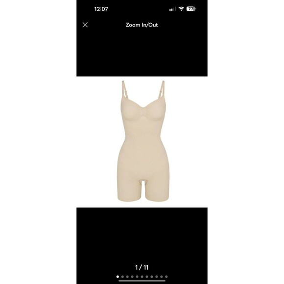 NWOT Skims Sand Seamless Sculpt Mid Thigh Bodysuit Size xs - Picture 1 of 5